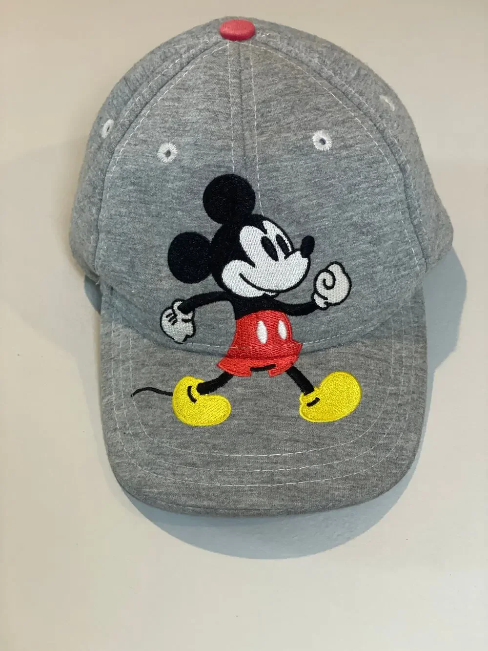 Disney Youth Gray Mickey Mouse Embroidered Cotton Baseball Hat XS